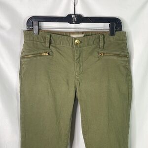 Banana republic olive green, brushed cotton, flat front zip ankle pants